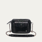 Afbeelding in Gallery-weergave laden, Claris Virot Sac Python Charly Noir Chaine Argent

