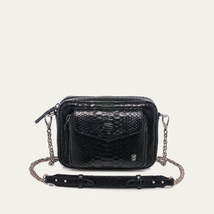 Claris Virot Sac Python Charly Noir Chaine Argent