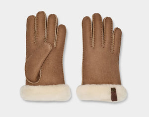 UGG Shorty Glove W/ Leather Trim Chestnut