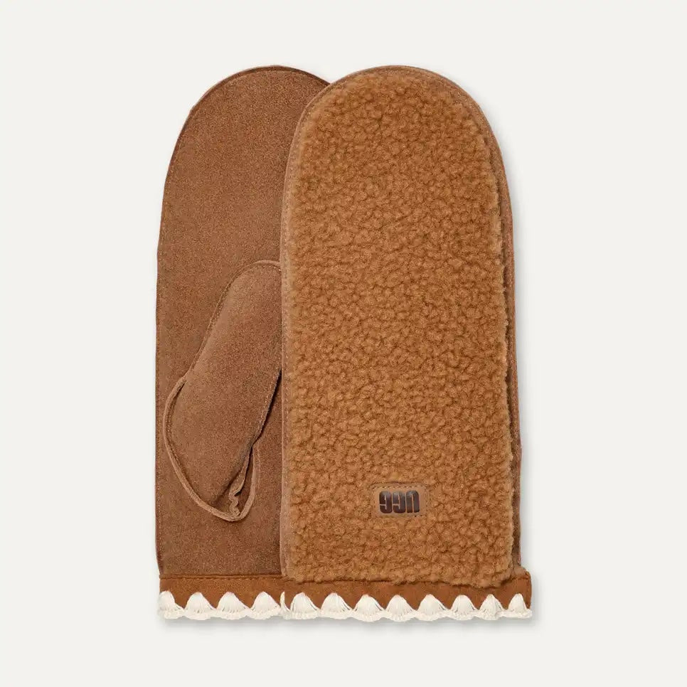 UGG Uggfluff Scalloped Mitten Chestnut