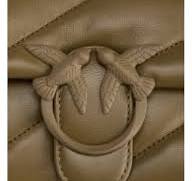 Pinko Mini Love Bag Puff in colour-block nappa leather khaki