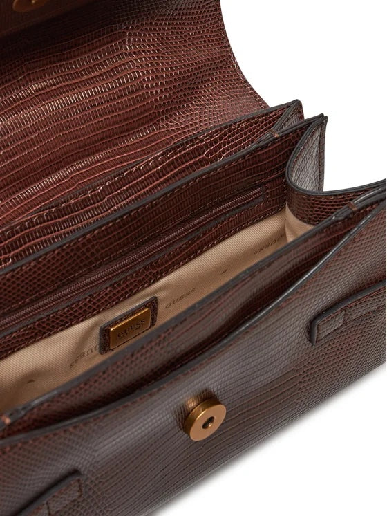 Guess Sibel Tri Comp Top Handle Flap Espresso