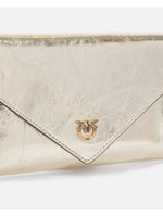 Afbeelding in Gallery-weergave laden, Pinko FLAT PURSE MINI METALLIC SUEDE ORO-MATT GOLD
