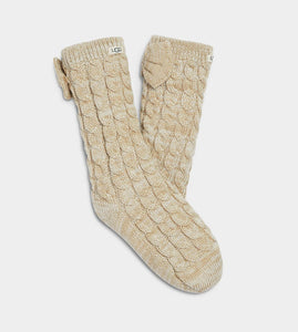 UGG Laila Bow Fleece Lined Sock Cream-Gold