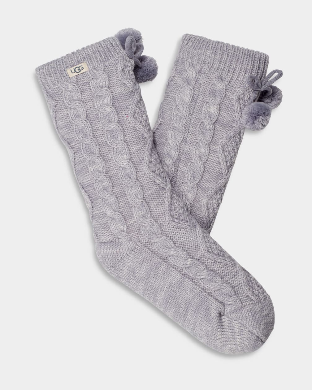 UGG Pom Pom Fleece Lined Crew Sock Cloudy Grey