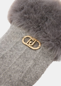 LIU JO FAKE FUR - GLOVES  GRIGIO GHIACCIO