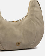 Afbeelding in Gallery-weergave laden, Pinko SLOUCHY HOBO BIG SUEDE + VITEL BEIGE ALUMINIUM-ANTIQUE GOLD
