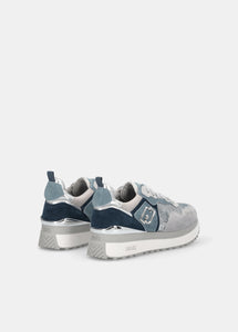 Liu Jo Sneaker Maxi Wonder 01 Cow Suede/metallic F Blue/silver