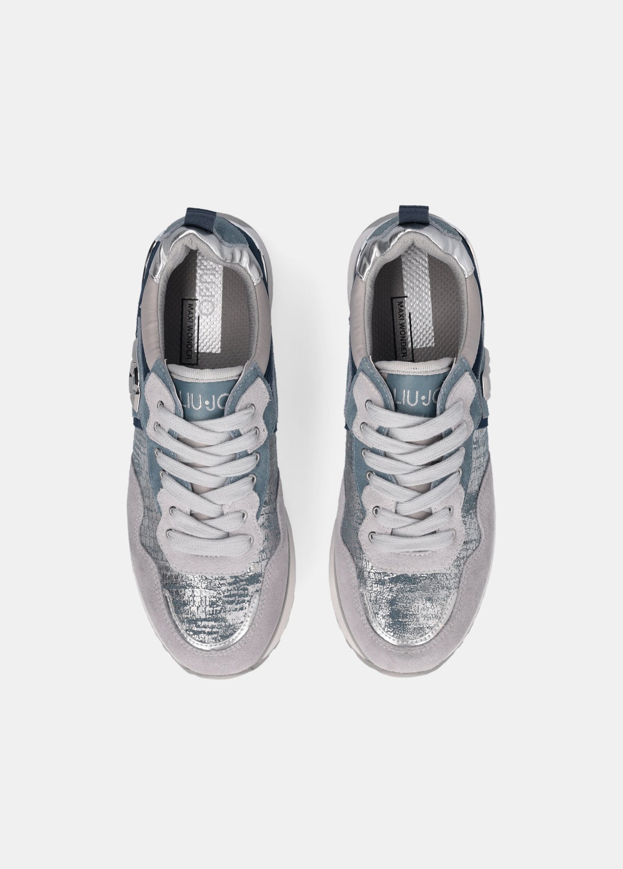 Liu Jo Sneaker Maxi Wonder 01 Cow Suede/metallic F Blue/silver