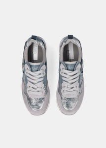 Liu Jo Sneaker Maxi Wonder 01 Cow Suede/metallic F Blue/silver