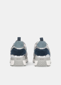 Liu Jo Sneaker Maxi Wonder 01 Cow Suede/metallic F Blue/silver