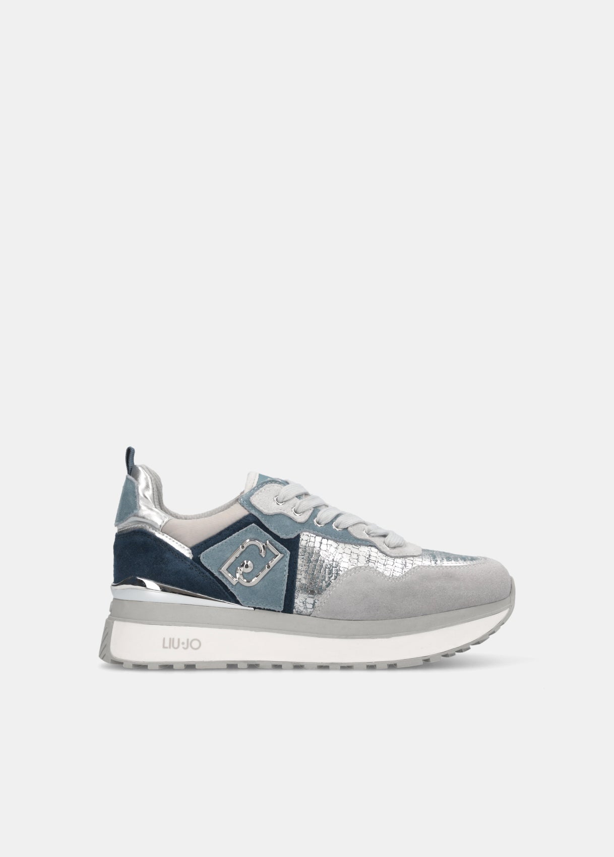 Liu Jo Sneaker Maxi Wonder 01 Cow Suede/metallic F Blue/silver