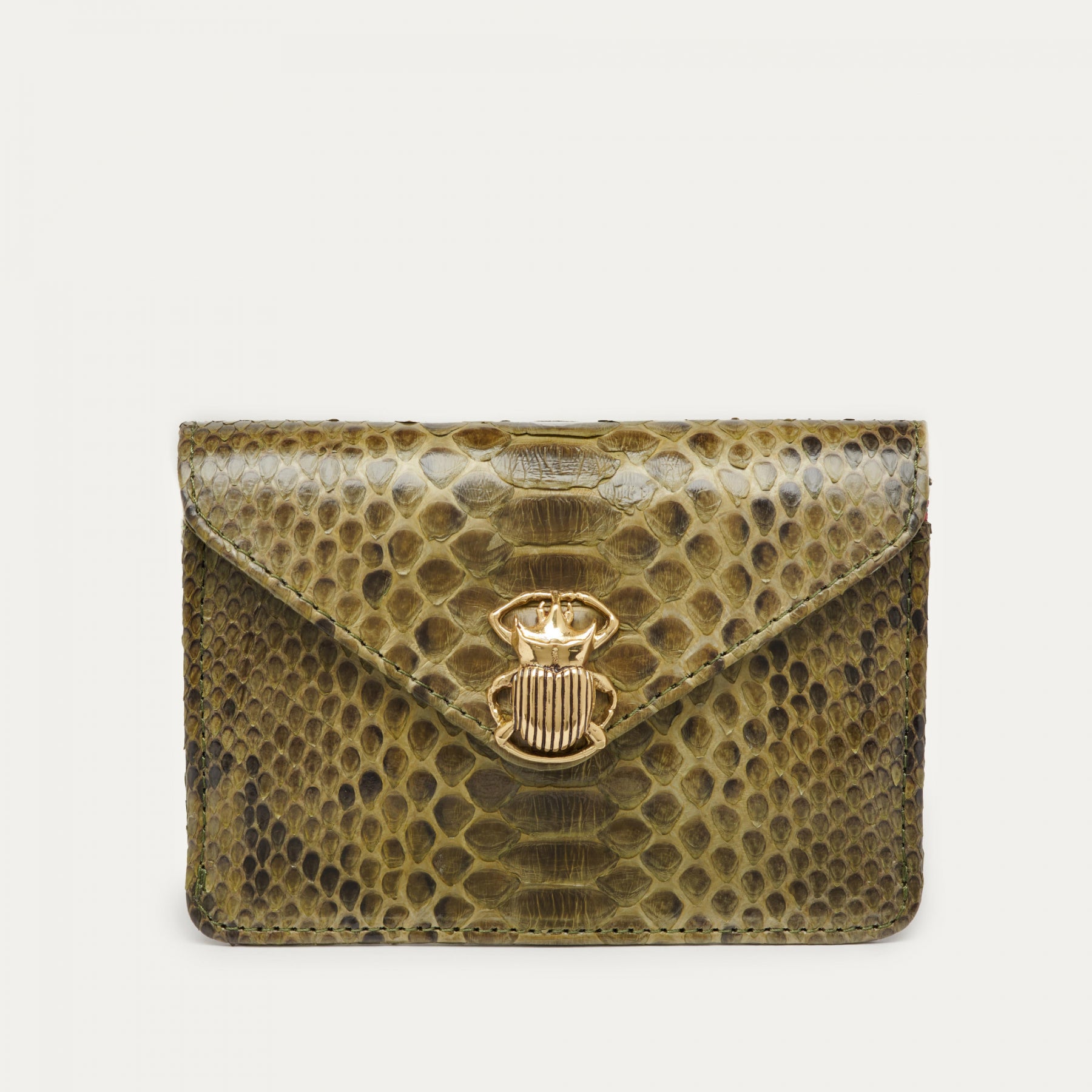 Claris Virot Porte Cartes Python Alex Dark Kaki