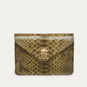 Claris Virot Porte Cartes Python Alex Dark Kaki