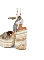 Afbeelding in Gallery-weergave laden, Kurt Geiger Chelsea Scarf Platform Beige Comb Fabric
