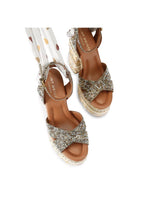 Afbeelding in Gallery-weergave laden, Kurt Geiger Chelsea Scarf Platform Beige Comb Fabric
