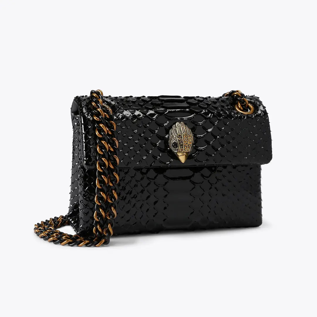 Kurt Geiger 690-LEATHER MD KENSINGTON-BLACK-SNAKE PRINT