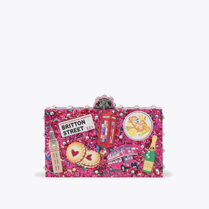 Kurt Geiger 690-LONDON BOX CLUTCH-PINK COMB-SYNTHETIC