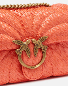 Pinko LOVE PUFF MINI CL RAFIA BUTTER MANDARIN RED-ANTIQUE GOLD