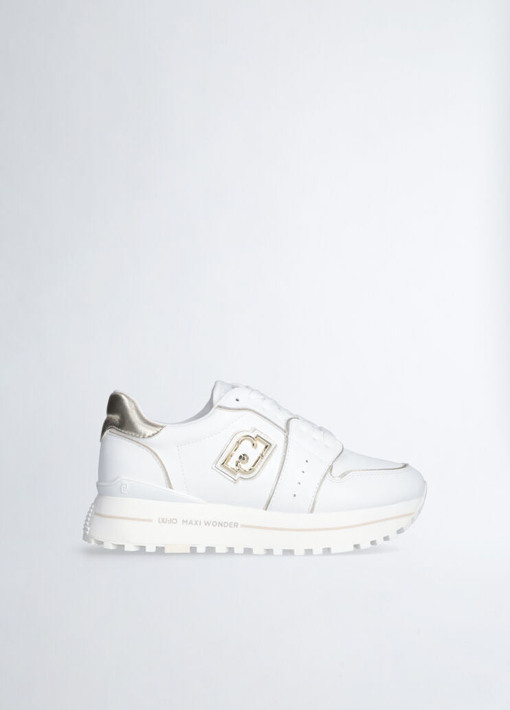 Liu Jo Maxi Wonder 85 Sneaker Calf Leather Laminat White/Light gold