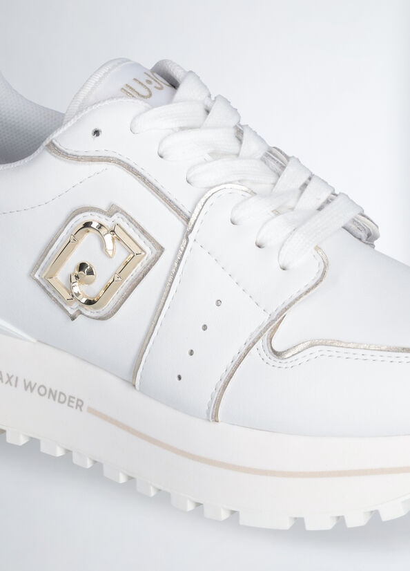 Liu Jo Maxi Wonder 85 Sneaker Calf Leather Laminat White/Light gold