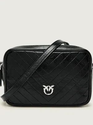 Pinko CARRIE CAMERA BAG CLASSIC NERO LIMOUSINE-MATT SILVER