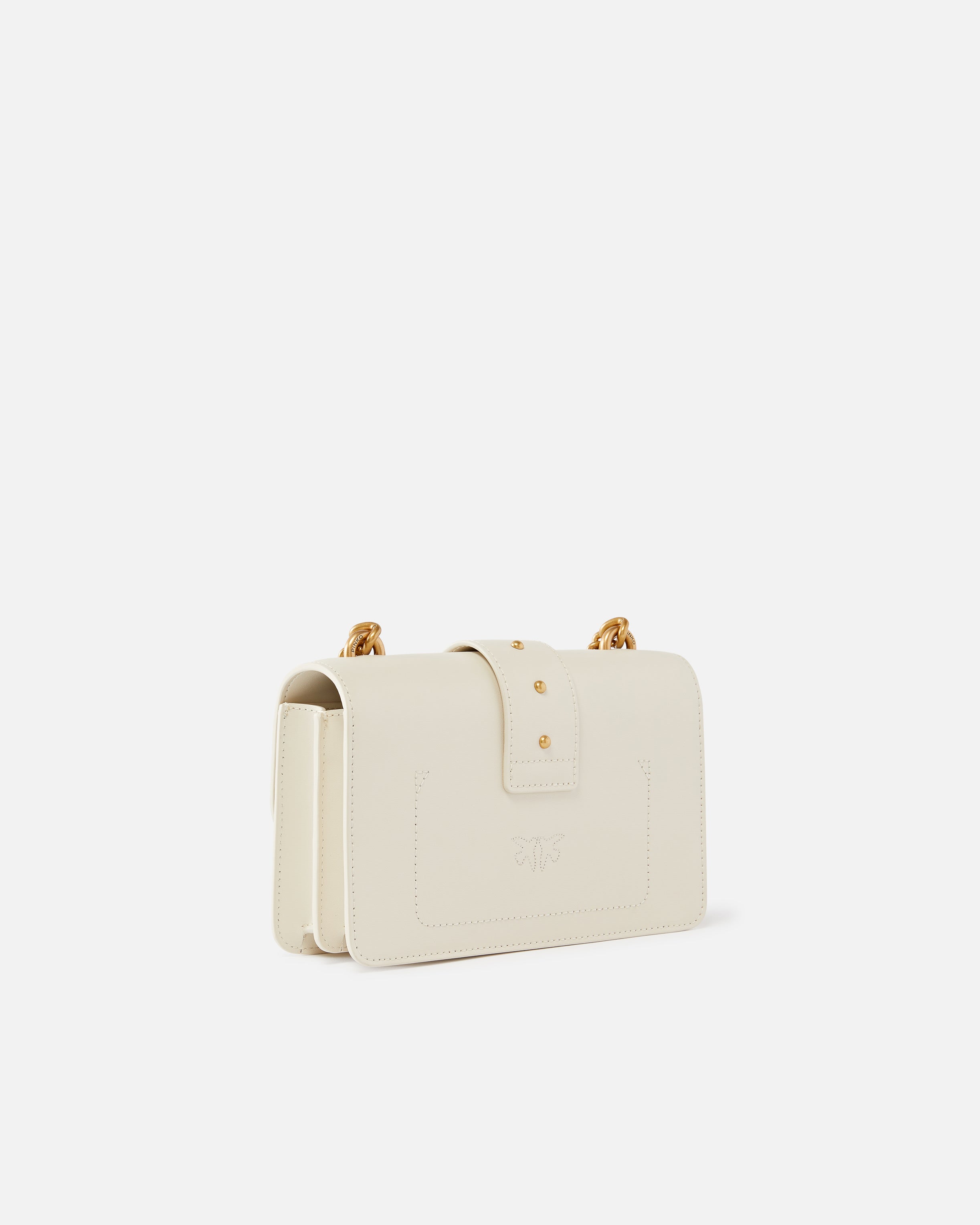 Pinko LOVE ONE MINI CL VITELLO SETA WHITE+WHITE-ANTIQUE GOLD
