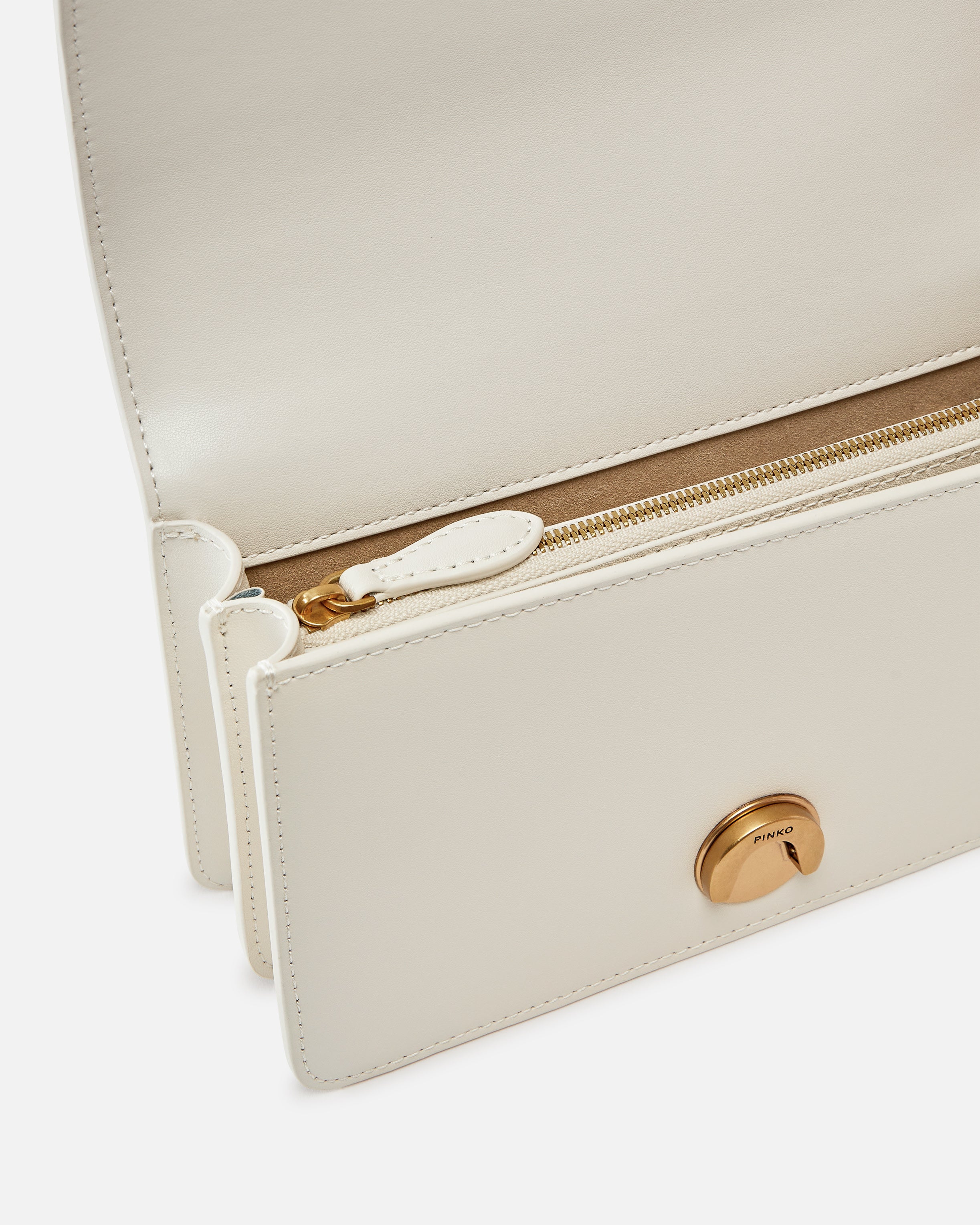 Pinko LOVE ONE MINI CL VITELLO SETA WHITE+WHITE-ANTIQUE GOLD