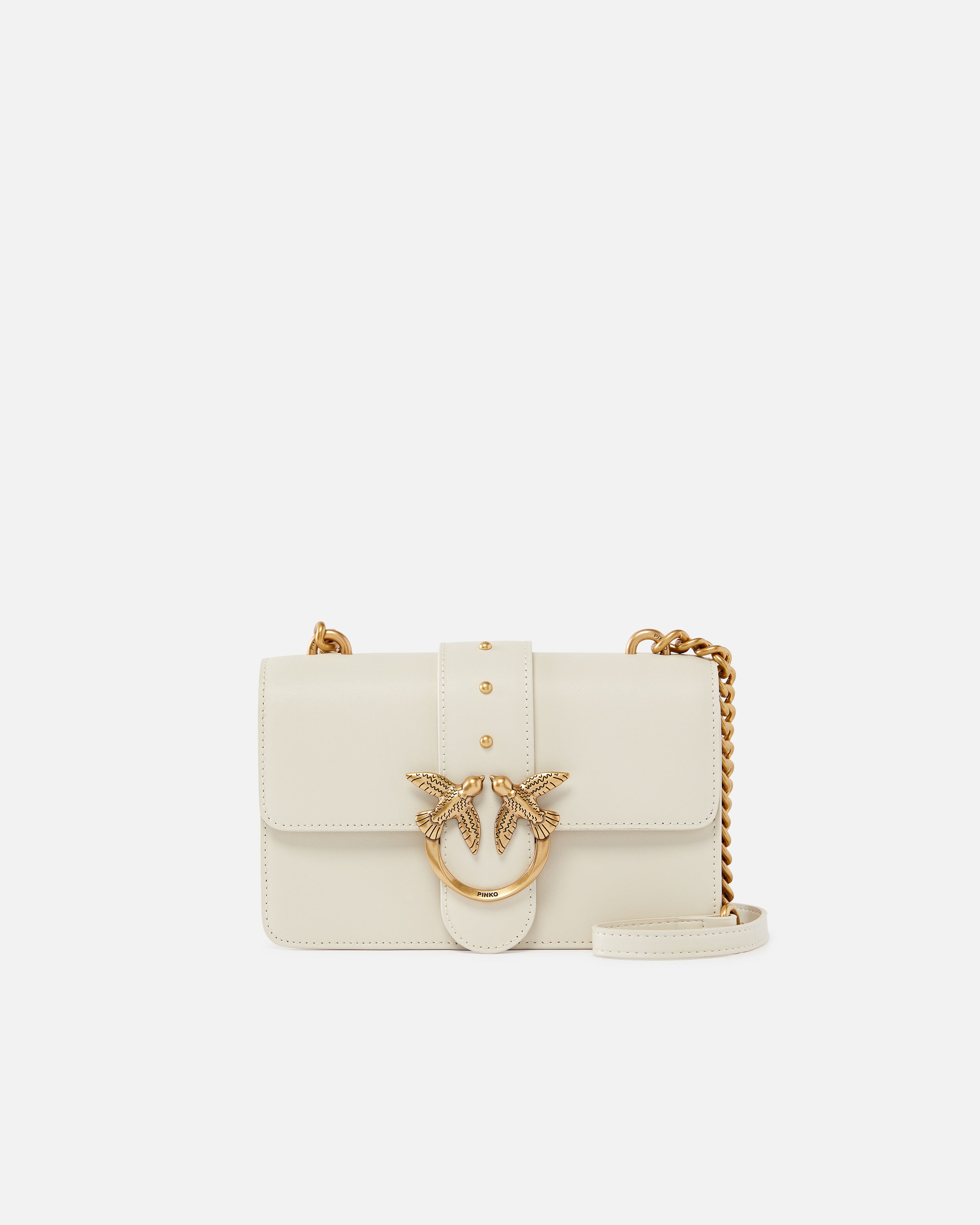 Pinko LOVE ONE MINI CL VITELLO SETA WHITE+WHITE-ANTIQUE GOLD