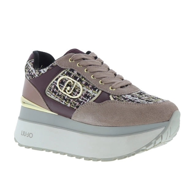 Liu Jo Sneaker Maxi Wonder Plus 01 Calf leather/cow suede Powder rose/cremisi