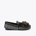 Afbeelding in Gallery-weergave laden, Kurt Geiger Pom Pom Moccasin Black Fabric

