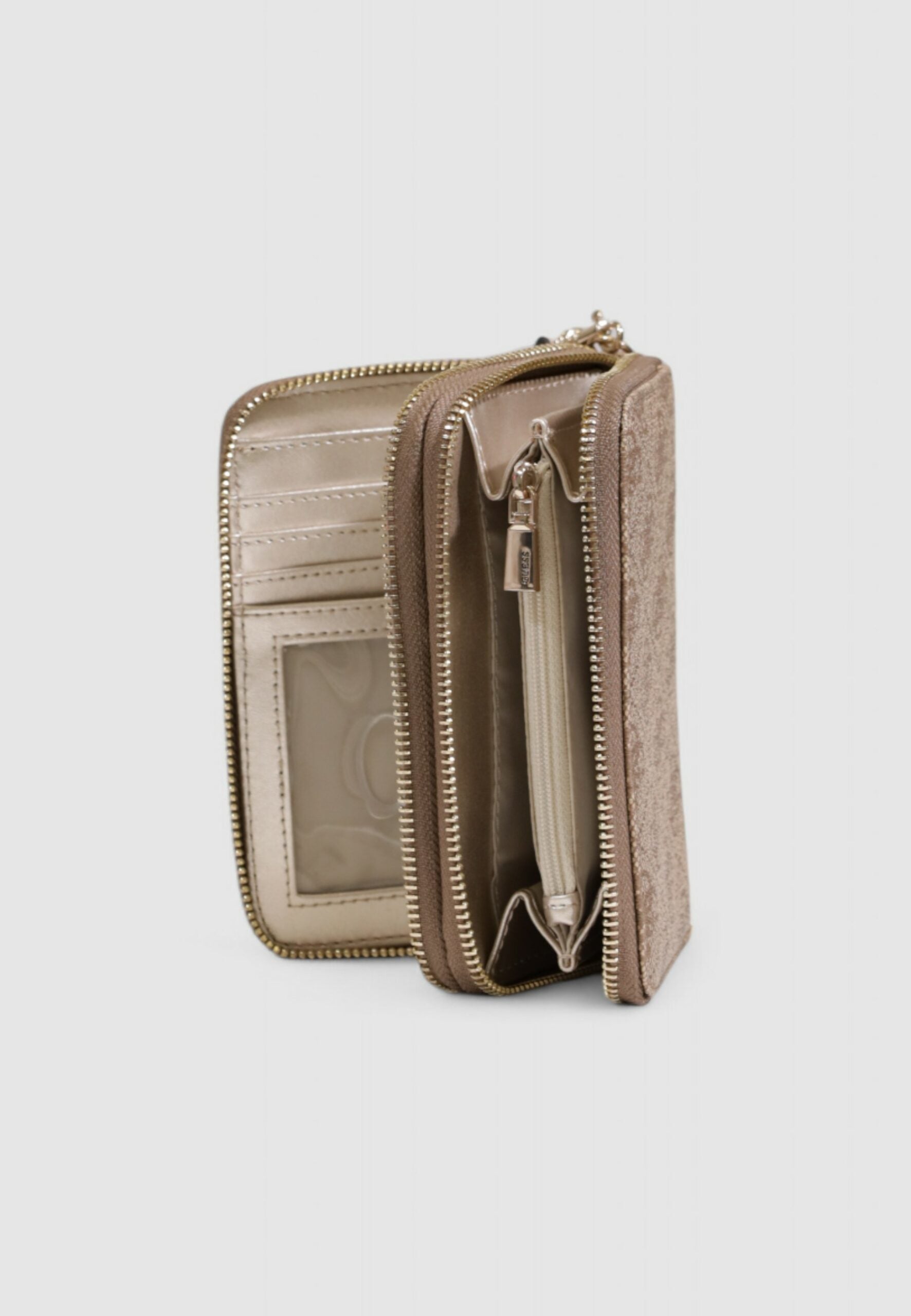 Guess LAUREL SLG MEDIUM DOUBLE ZIP LATTE LOGO