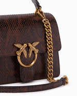 Afbeelding in Gallery-weergave laden, Pinko LOVE ONE TOP HANDLE MINI LIGHT PYTHON LEATHER

