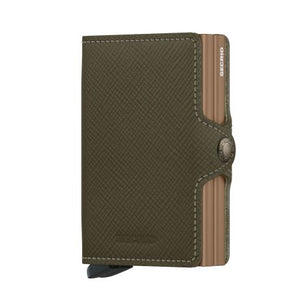 Twinwallet saffiano olive