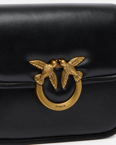 Pinko LOVE BOX BAG FL MINI SHINY CAL BLACK-ANTIQUE GOLD