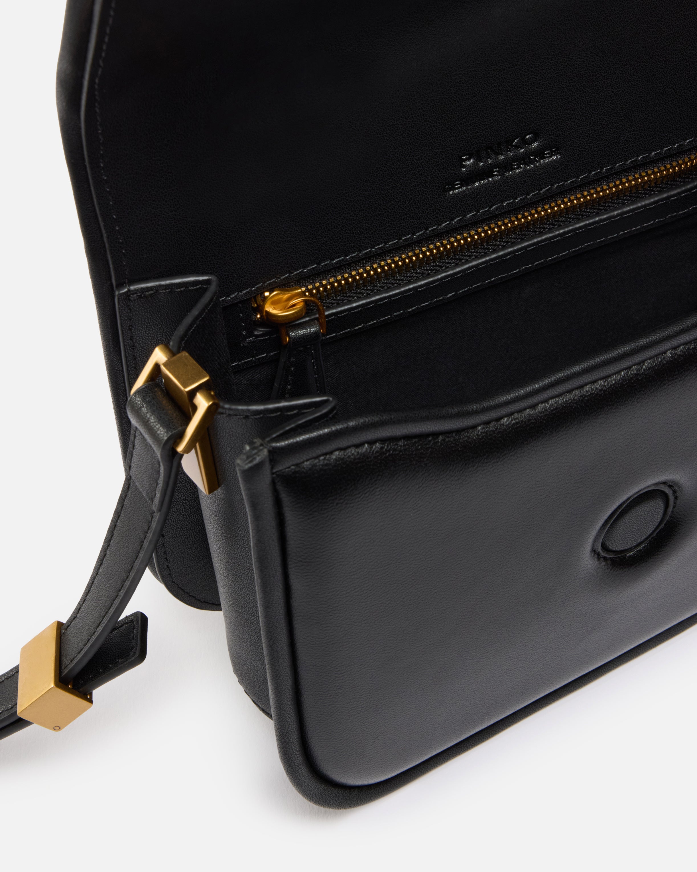 Pinko LOVE BOX BAG FL MINI SHINY CAL BLACK-ANTIQUE GOLD