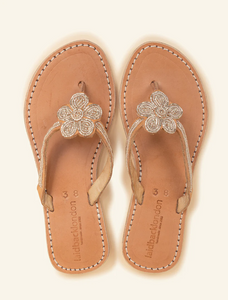 Laidback London Slipper Amber Flat Light brown leather Silver
