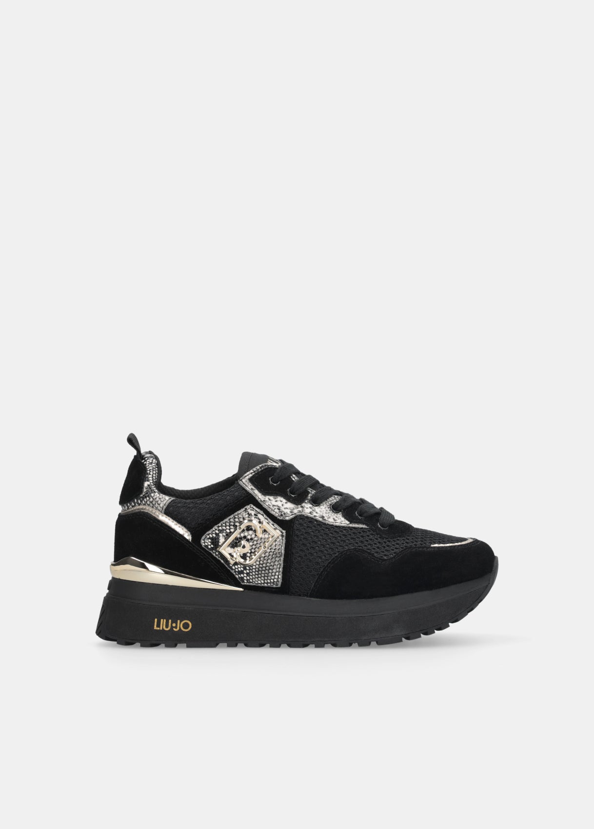 Liu Jo Sneaker Maxi Wonder 01 Cow Suede/mesh/print Black