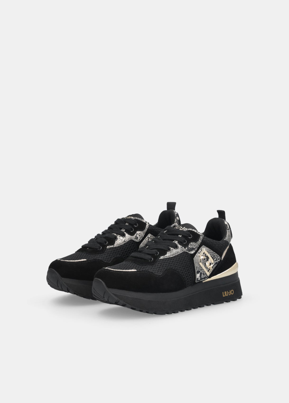 Liu Jo Sneaker Maxi Wonder 01 Cow Suede/mesh/print Black