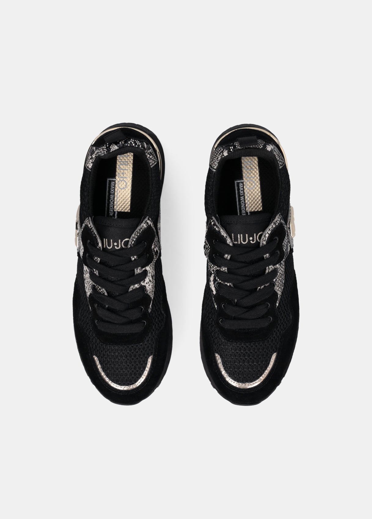 Liu Jo Sneaker Maxi Wonder 01 Cow Suede/mesh/print Black