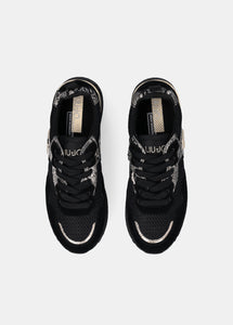 Liu Jo Sneaker Maxi Wonder 01 Cow Suede/mesh/print Black