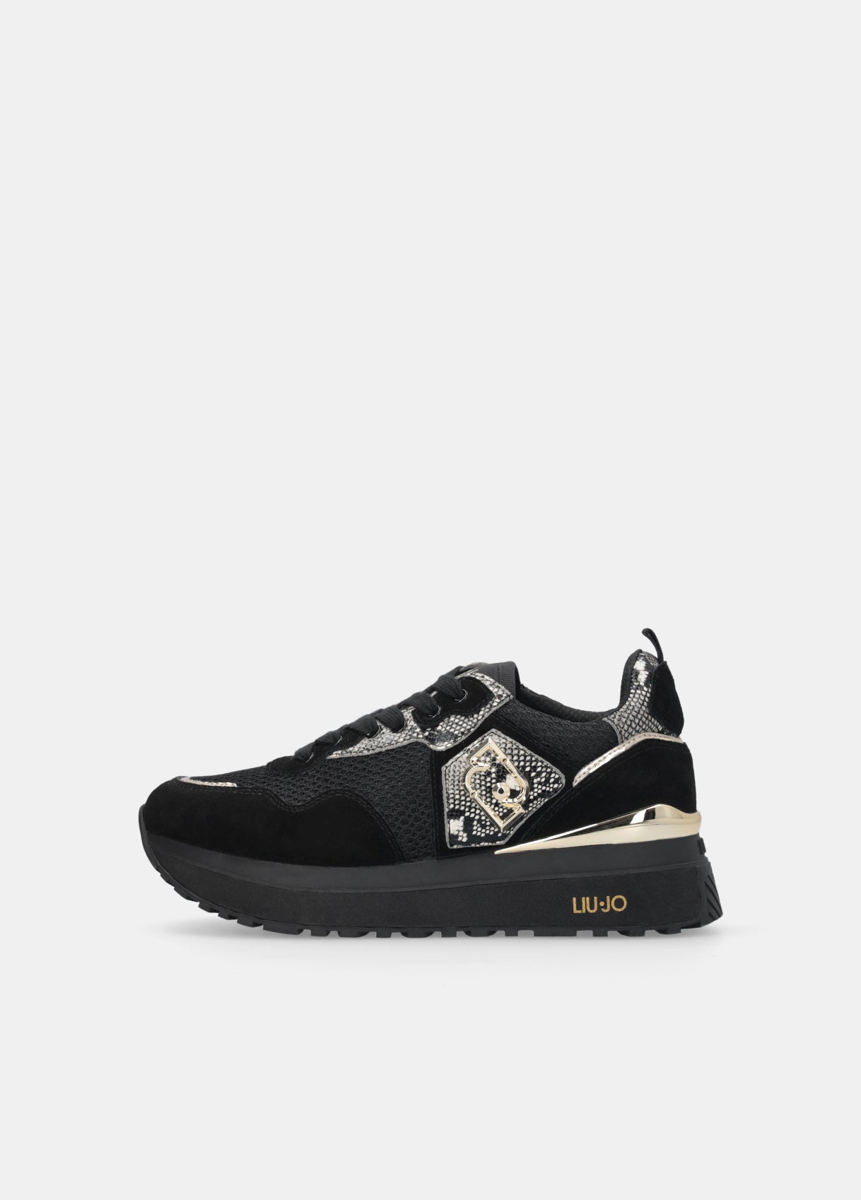 Liu Jo Sneaker Maxi Wonder 01 Cow Suede/mesh/print Black