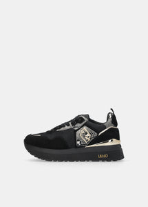 Liu Jo Sneaker Maxi Wonder 01 Cow Suede/mesh/print Black