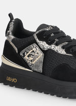 Afbeelding in Gallery-weergave laden, Liu Jo Sneaker Maxi Wonder 01 Cow Suede/mesh/print Black
