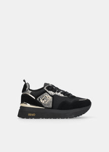 Liu Jo Sneaker Maxi Wonder 01 Cow Suede/mesh/print Black