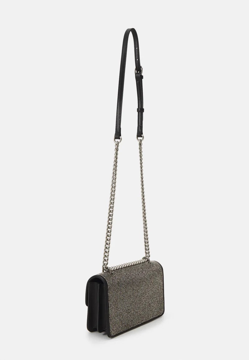 Pinko Love one mini strass black old silver