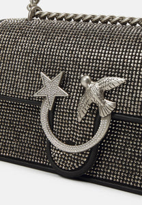 Pinko Love one mini strass black old silver