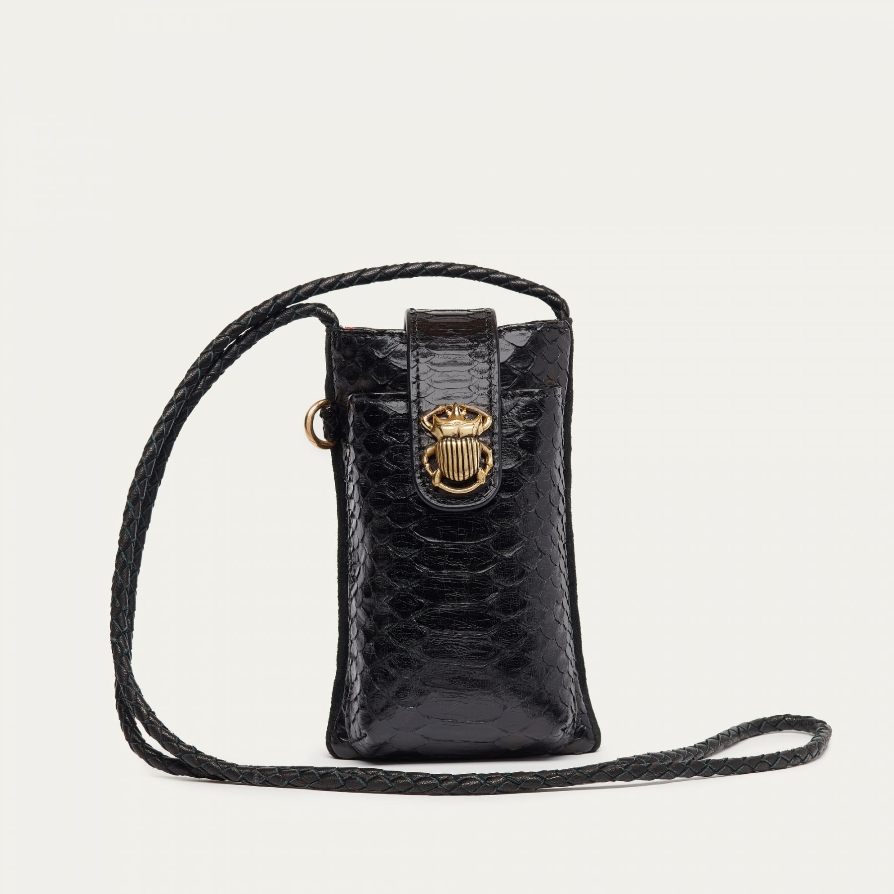 Claris Virot Etui a Telephone Python Double Marcus Noir