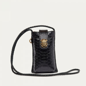 Claris Virot Etui a Telephone Python Double Marcus Noir