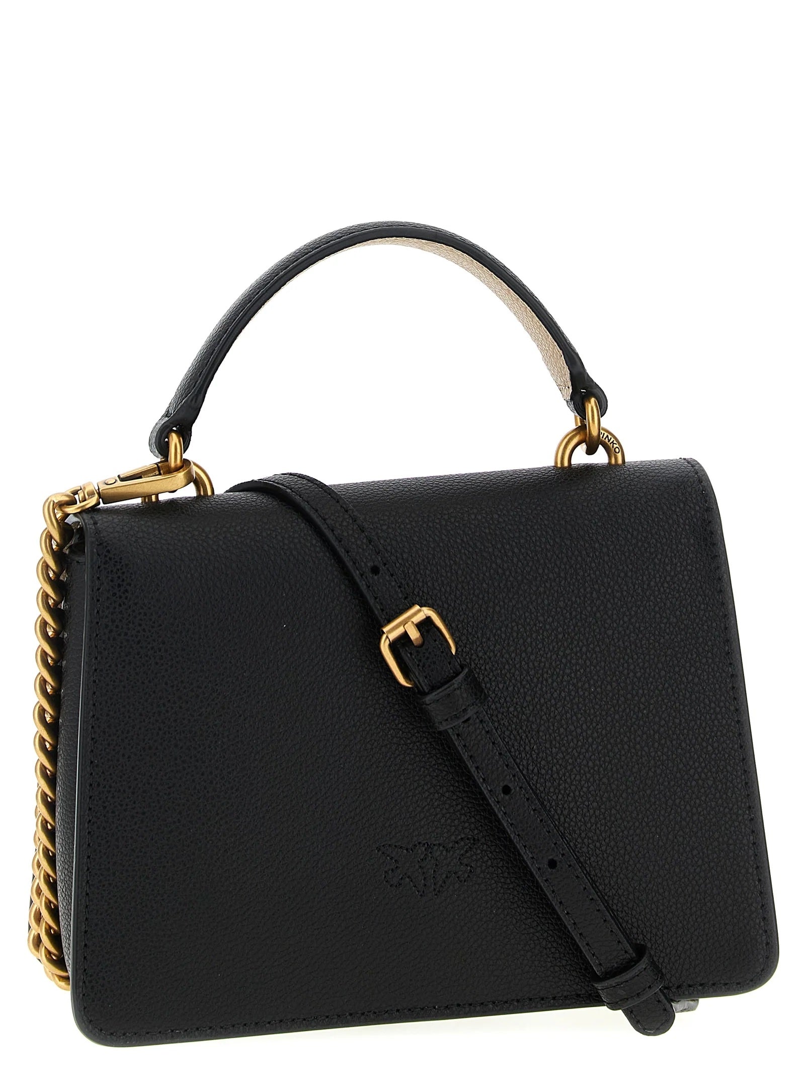 Pinko LOVE ONE TOP HANDLE MINI LIGHT NERO/BEIGE-ANTIQUE GOLD